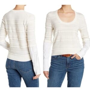 B78.  New Veronica Beard Juni Sweater merino wool layered combo